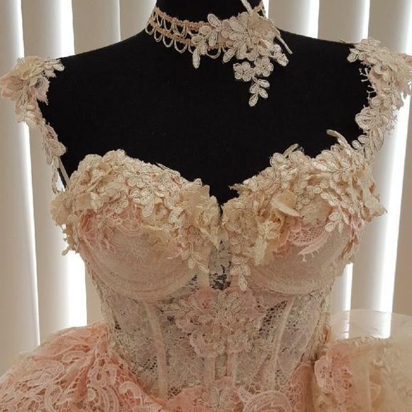 Blush Pink & Ivory Victorian Inspired Wedding Gown Set - Picture 7 of 7